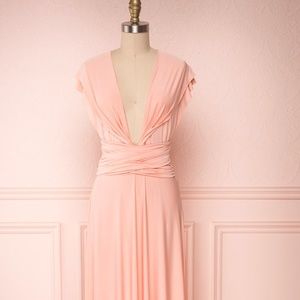 Blush pink floor-length convertible evening gown